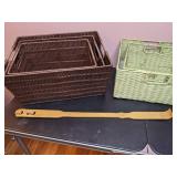 Collection of 6 Baskets, 1 Back Scratcher & 1 Faux Book Storage Box