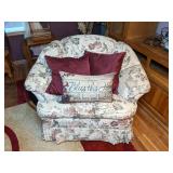 Upholstered Floral Side Chair with 3 Matching Throw Pillows