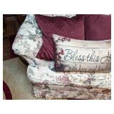 Upholstered Floral Side Chair with 3 Matching Throw Pillows