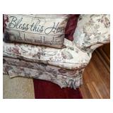 Upholstered Floral Side Chair with 3 Matching Throw Pillows