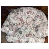 Upholstered Floral Side Chair with 3 Matching Throw Pillows
