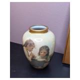 Group of 3 Decor Items: Traditional Weather Station Wall Hanging, Decorative Vase & Silver Footed Platter