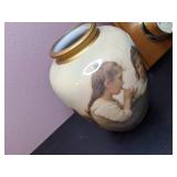 Group of 3 Decor Items: Traditional Weather Station Wall Hanging, Decorative Vase & Silver Footed Platter