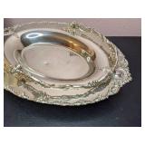 Group of 3 Decor Items: Traditional Weather Station Wall Hanging, Decorative Vase & Silver Footed Platter