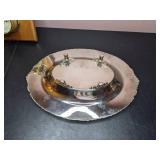 Group of 3 Decor Items: Traditional Weather Station Wall Hanging, Decorative Vase & Silver Footed Platter
