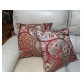 Cream Colored Adjustable Reclining Sofa with USB Chargers & Floor Pillows