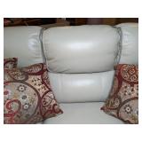 Cream Colored Adjustable Reclining Sofa with USB Chargers & Floor Pillows