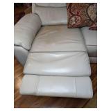 Cream Colored Adjustable Reclining Sofa with USB Chargers & Floor Pillows