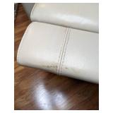 Cream Colored Adjustable Reclining Sofa with USB Chargers & Floor Pillows