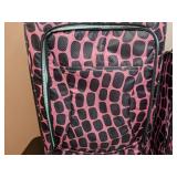 Lot of Two Pink and Black, Animal Print, Rolling Suitcases