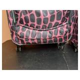 Lot of Two Pink and Black, Animal Print, Rolling Suitcases