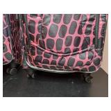 Lot of Two Pink and Black, Animal Print, Rolling Suitcases