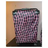 Lot of Two Pink and Black, Animal Print, Rolling Suitcases