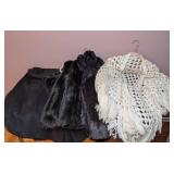 Vintage Shawl, Faux Fur Collar Wrap, and Faux Fur Vest