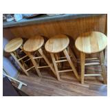 Lot of Four Light Oak Colored Barstools (24.5" tall)