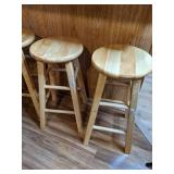 Lot of Four Light Oak Colored Barstools (24.5" tall)