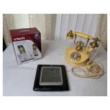 Lot of VTech Cordless Phone System, Weather Channel Alarm Clock and an Antique Rotary Princess Style Phone