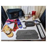 Mixed Lot: Christmas Ties, Collapsible Cooler, Small Weights, Super Sliders, and More