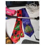 Mixed Lot: Christmas Ties, Collapsible Cooler, Small Weights, Super Sliders, and More