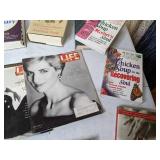 Lot of Books/Magazines: Merriam-Webster Dictionaries, Chicken Soup for the Soul, Life Princess Diana, Elvis Album, Thimble Americana, and More