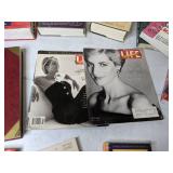 Lot of Books/Magazines: Merriam-Webster Dictionaries, Chicken Soup for the Soul, Life Princess Diana, Elvis Album, Thimble Americana, and More
