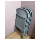 Lot of 4 Gray Metal Folding Chairs