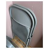 Lot of 4 Gray Metal Folding Chairs