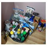 Mixed Lot: Bird Feeder, Painting Supplies, and Flower Spray