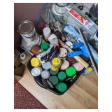 Mixed Lot: Bird Feeder, Painting Supplies, and Flower Spray