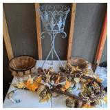Fall Decor, Plant Stand, and Hanging Baskets