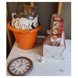 Erdmann Schlegelmilch Suhl Prussia Salt Shaker, Round Wall Clock, Pressure Cooker, Apple Peeler, and Garden Decor/Pots