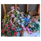 Large Assortment of Faux Plants and Planters
