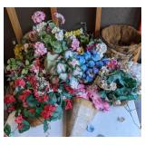 Large Assortment of Faux Plants and Planters