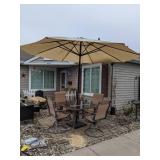Outdoor Patio Furniture:  Table, 4 Chairs and Umbrella