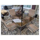 Outdoor Patio Furniture:  Table, 4 Chairs and Umbrella