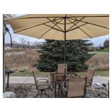 Outdoor Patio Furniture:  Table, 4 Chairs and Umbrella