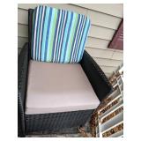 Outdoor Patio Furniture: Loveseat, Two Chairs, Coffee Table/Bench & Throw Pillows