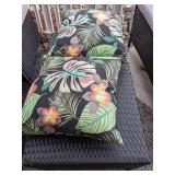 Outdoor Patio Furniture: Loveseat, Two Chairs, Coffee Table/Bench & Throw Pillows