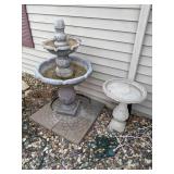 Adorable Lot of 2 Concrete Birdbaths