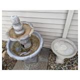 Adorable Lot of 2 Concrete Birdbaths