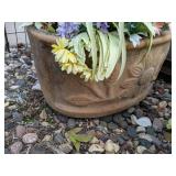 Lot of Four Outdoor Planters with Artificial Floral Arrangements