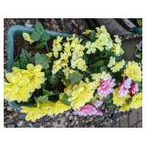 Lot of Four Outdoor Planters with Artificial Floral Arrangements