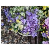 Lot of Four Outdoor Planters with Artificial Floral Arrangements