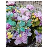 Lot of Four Outdoor Planters with Artificial Floral Arrangements
