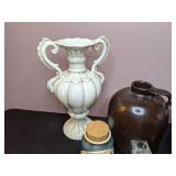 Decorative Lot: Vases, Tissue Box Cover, Candle Holders, and More