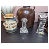 Decorative Lot: Vases, Tissue Box Cover, Candle Holders, and More