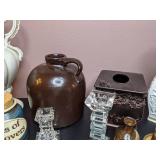 Decorative Lot: Vases, Tissue Box Cover, Candle Holders, and More