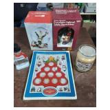 Porcelain Lighted Table Table Decoration, Musical Uncle Santa Snow Globe, Sugar Cookie Candle, Ornament Set, Snow Globe Snow Man