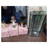 New Mini Glass Curio & 3-Little Kitchen Fairies Figurines