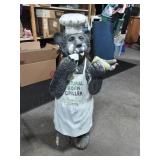 32" Natural Griller Bear-Chip On Foot & Face